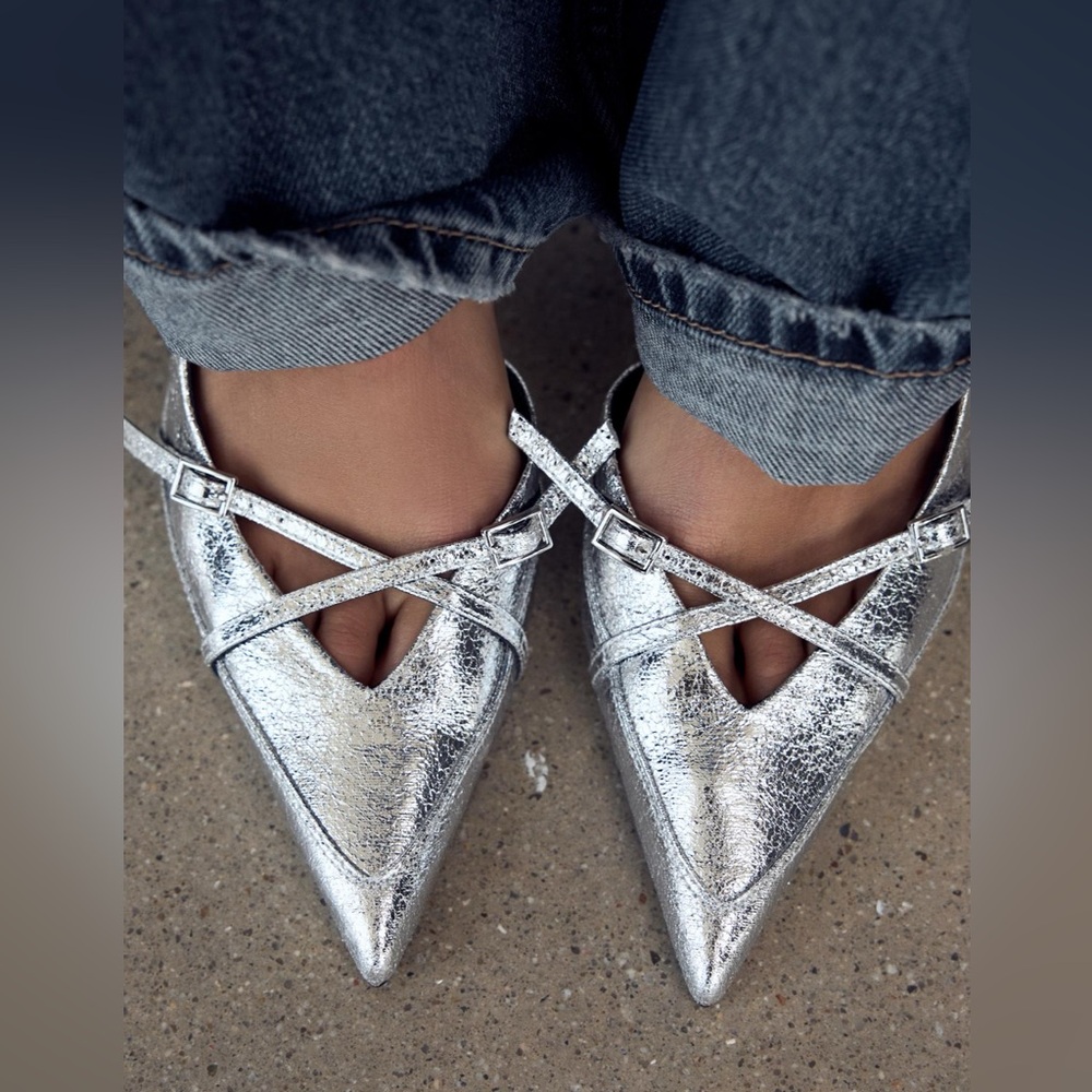 Zara Silver Buckled Strap Heels